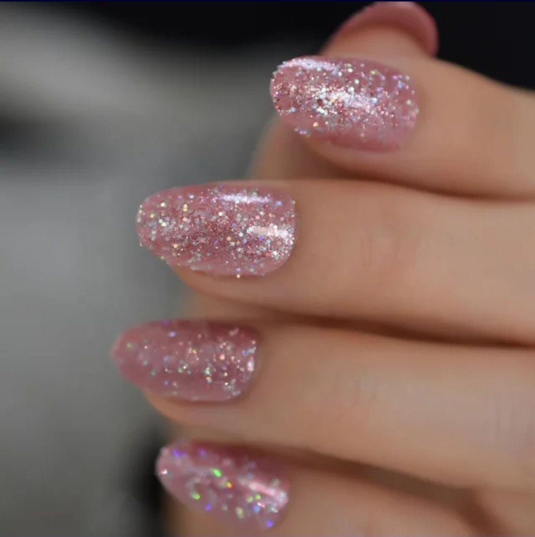 Light pink store glitter nails