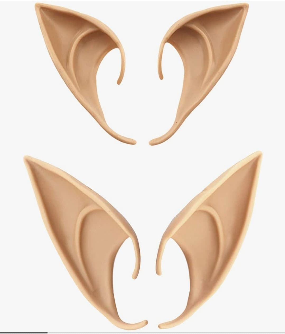 Pair Elf ears pale or tan latex flexible pointed elven faerie anime cosplay fantasy