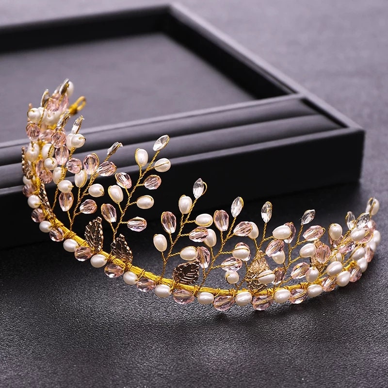 Gold leaf Quinceanera Crowns headdress vine woodland bridal Headband cosplay diadem
